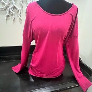 Neiman Marcus Pink Crisscross Back Long Sleeve Top | Size L